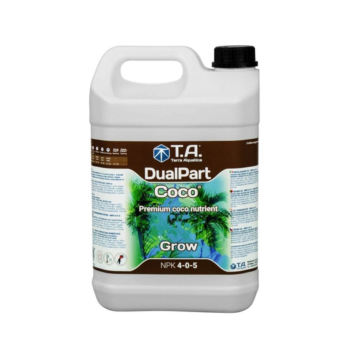 L'engrais pour substrat de coco Terra Aquatica DualPart Coco Grow dans un bidon de 5 litres